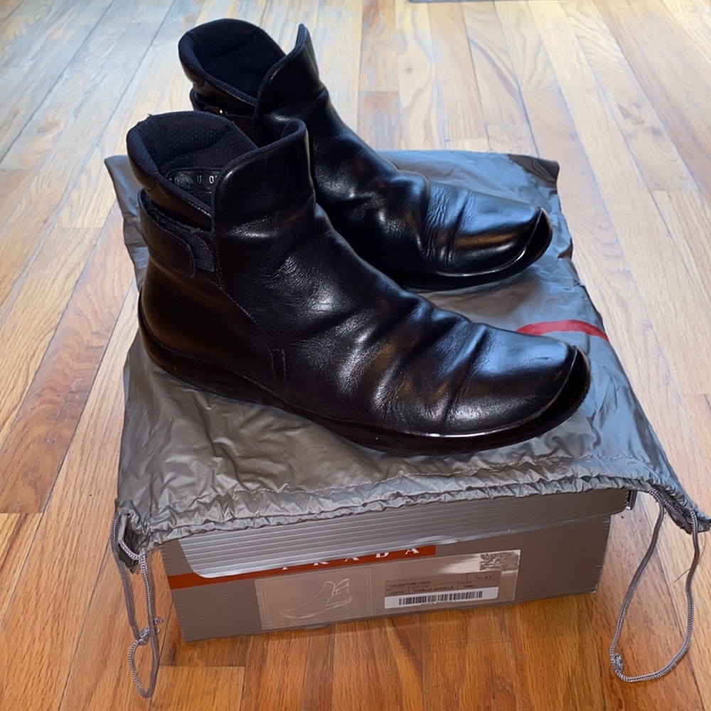 Prada Men’s Black Booty Pull-on with Strap Size 10